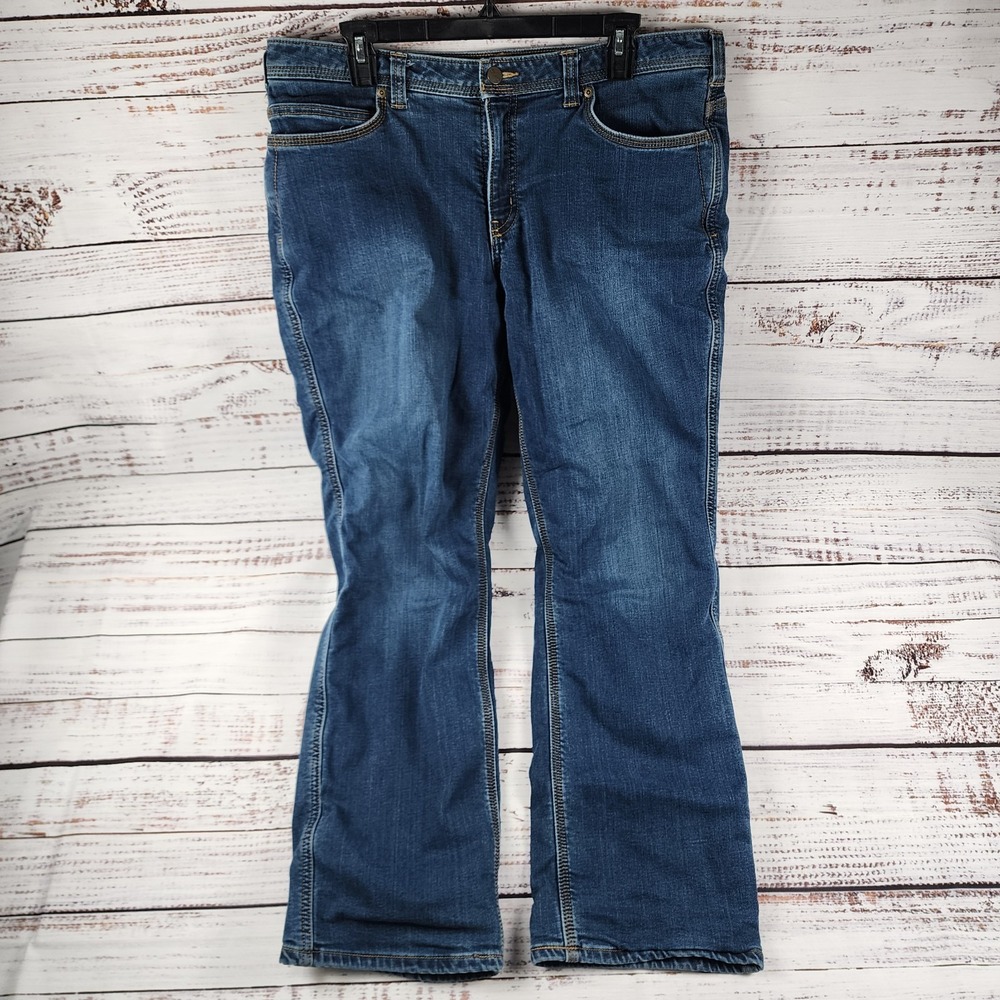 Carhartt Rugged Flex Relaxed Fit Straight Jeans Womens 16R 36x29 100648 Dark Wsh